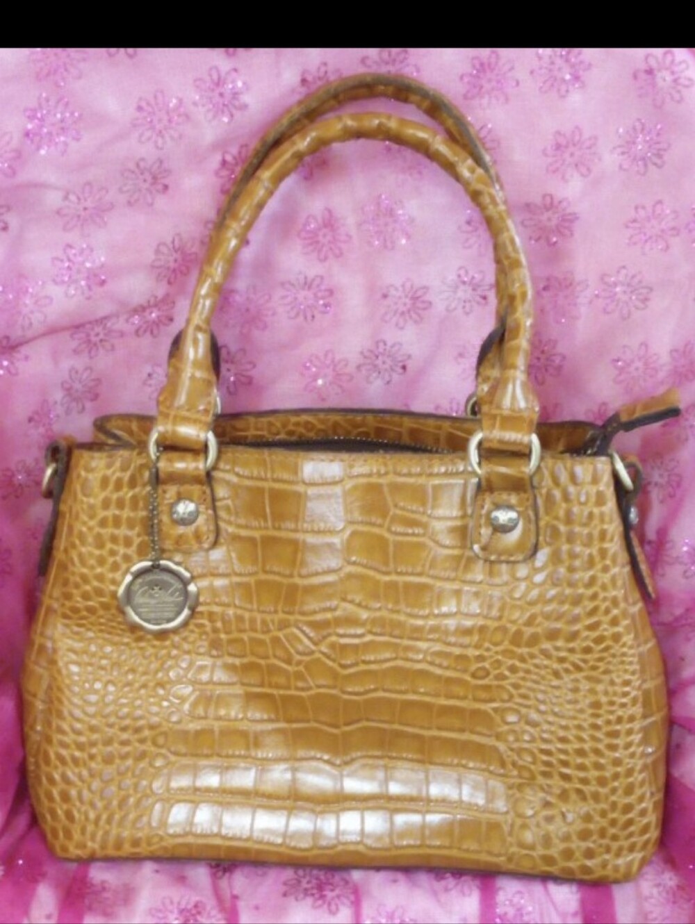 Patricia Nash Tan Croc-Embossed Structured Mini Tote Bag